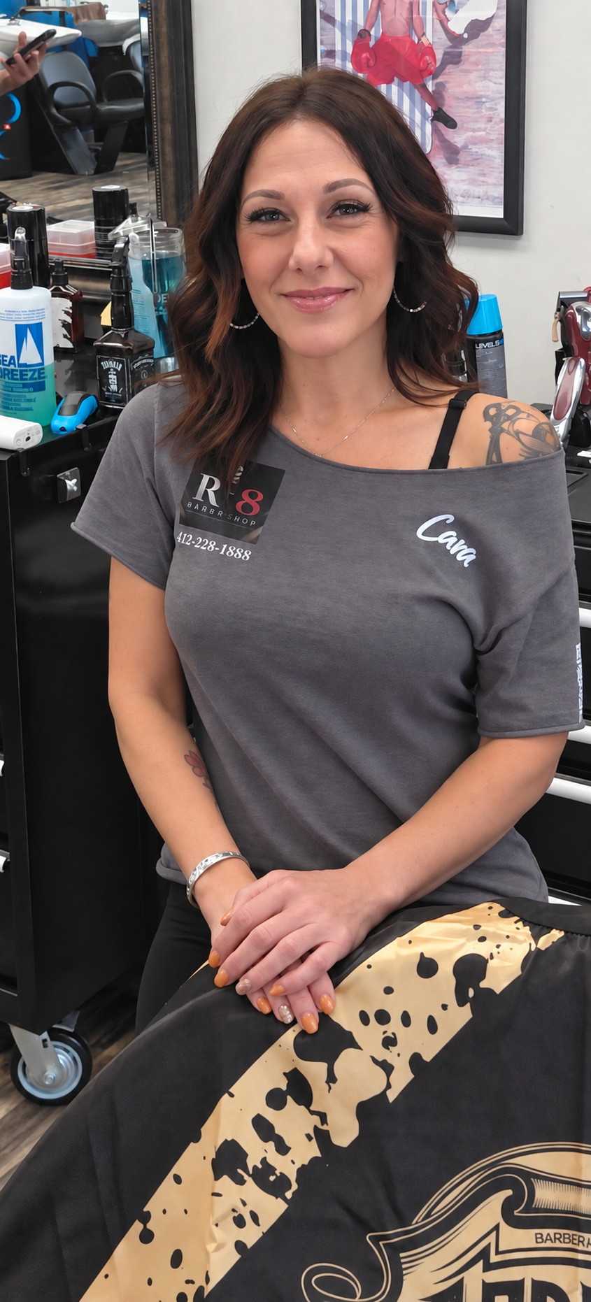 Cara, barber and cosmetologist at RT8 Barbers